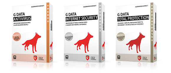 Pacchetti G Data Antivirus, G Data Internet Security, G Data Total Protection